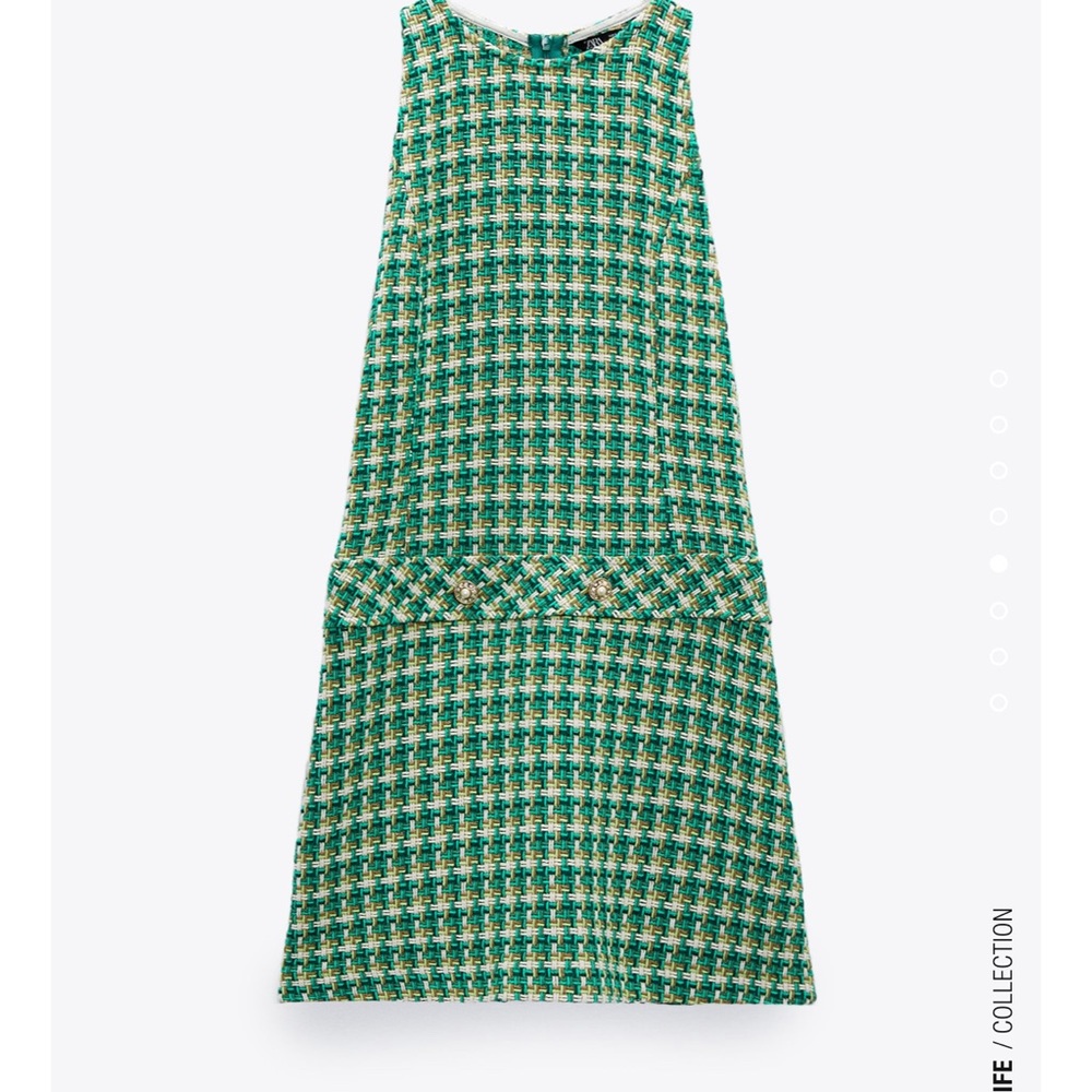 ZARA HOUNDSTOOTH TEXTURED PINAFORE DRESS - Picture 7 of 10